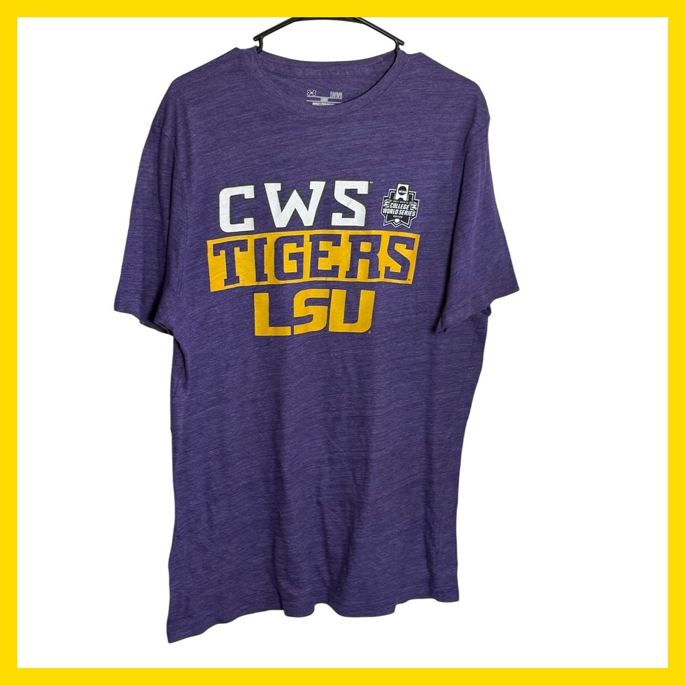 Under Armour‎ LSU Tigers 2017 College World Series CWS Purple Graphic T-Shirt XL